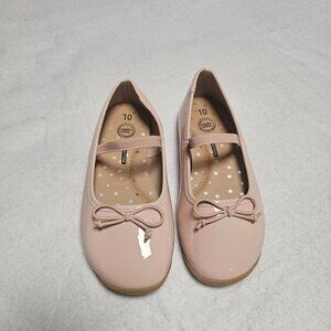 Wonder Nation Blush Patent Leather Ballet Flats With Memory Foam Comfort Size 10